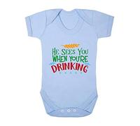He sees You When You're Drinking [BCX] Baby Grow Vest, 6-12 Months, Pastel Blue