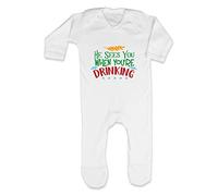 He sees You When You're Drinking [BCX] Baby Romper Jumpsuit with feet, 3-6 Months, White