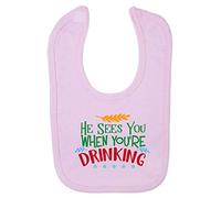He sees You When You're Drinking [BCX] Cotton Baby bib - Pastel Pink