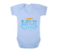 He sees You When You're Sleeping [BCX] Baby Grow Vest, 0-3 Months, Pastel Blue