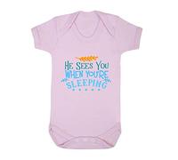 He sees You When You're Sleeping [BCX] Baby Grow Vest, 0-3 Months, Pastel Pink