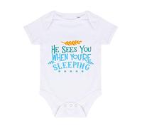 He sees You When You're Sleeping [BCX] Baby Grow Vest, 0-3 Months, White