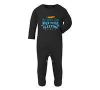 He sees You When You're Sleeping [BCX] Baby Romper Jumpsuit with feet, 6-12 Months, Black
