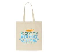 He sees you when you're sleeping [BCX] tote style shopping bag - natural