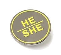 He She Pronoun Pin | Black and Silver Circular Hard Enamel Pronoun Pin | Pronoun Button Badge, 1.25 inches, Metal, not known