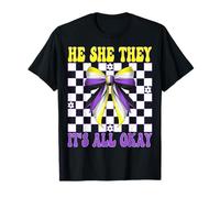 He She They It's All Okay Nonbinary Flag Pride LGBTQ Girl T-Shirt