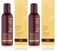 He-Shi Self Tan Express Instant Fake Tan Liquid - Bronze Natural Quick Dry Formula with Tropical Smell - Vegan & Cruelty Free - Medium Bronzing Glow (150ml) (Pack of 2)