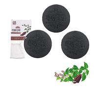 He Shou Wu Hair Soap-Thick Black Thick Hair Solid Shampoo Bar, Natural Mild and Safe Handmade He Shou Wu Soap, Deep Cleansing Hairand Scalp with Bubble Mesh Cover (3 PCs)