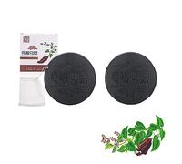 He Shou Wu Hair Soap-Thick Black Thick Hair Solid Shampoo Bar, Natural Mild Handmade He Shou Wu Soap, Deep Cleansing Hairand Scalp with Bubble Mesh Cover (2 PCs)