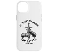 He Trains My Hands for Battle Faith-Inspired Christian Gift Case for iPhone 14 Plus