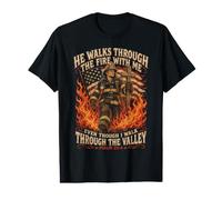 He Walks Through The Fire Psalm 23 4 Firefighter Value Graphic T-Shirt