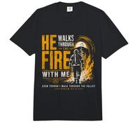 He Walks Through The Fire with Me Psalm 23 4 Firefighter Comfort Colors Adult Heavyweight T-Shirt