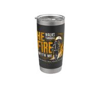 He Walks Through The Fire with Me Psalm 23 4 Firefighter Stainless Steel Insulated Tumbler