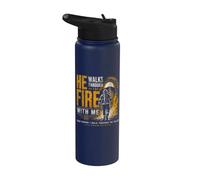 He Walks Through The Fire with Me Psalm 23 4 Firefighter Stainless Steel Insulated Water Bottle
