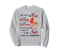 He Was My Rock Cardinal Bird Strength Angel Husband Memorial Sweatshirt