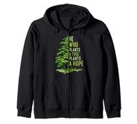 He Who Plants A Tree Plants A Hope Arbor Day Earth Day Mens Zip Hoodie