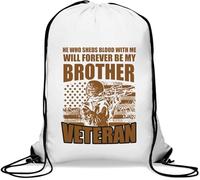 He Who Shed Blood With Me Will Forever Be My Brother Veteran Gym Sack Casual Drawstring Bag White