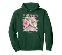 He Will Cover You With His Feathers Christian Hummingbird Pullover Hoodie