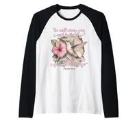 He Will Cover You with His Feathers Christian Hummingbird Raglan Baseball Tee