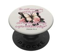 He Will Cover You With His Feathers Psalm 91:4 Butterfly PopSockets Adhesive PopGrip