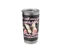 He Will Cover You with His Feathers Psalm 91:4 Butterfly Stainless Steel Insulated Tumbler