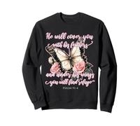 He Will Cover You With His Feathers Psalm 91:4 Butterfly Sweatshirt
