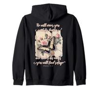 He Will Cover You With His Feathers Psalm 91:4 Butterfly Zip Hoodie