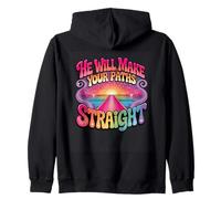 He Will Make Your Paths Straight Retro Inspirational Zip Hoodie