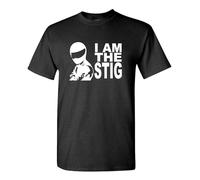 HE YE SHAN ZHA TIAO I Am The Stig Car Joke Ricer Gear Unisex 100% Cotton Short-Sleeve T-Shirts Black S