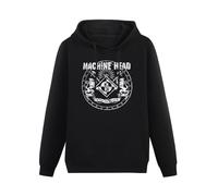 HE YE SHAN ZHA TIAO Machine Head Crest New Hoody Fan Al American Band Merch Hoody Unisex Ptinted Hoodies Long Sleeve Men's Hooded with Pocket Black L