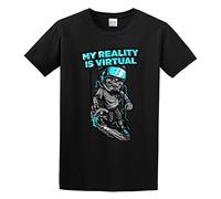 HE YE SHAN ZHA TIAO My Reality is Virtual Vr Gamer Gaming Nerd Geek Gift Thomas Larch Transparent Unisex 100% Cotton Short-Sleeve T-Shirts Black XL