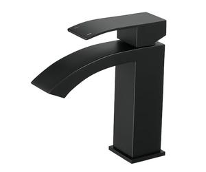 Heable Basin Mixer Taps Black Waterfall Bathroom Sink Tap Mixers Mono 1 Hole Single Lever Modern with G1/2'' Hoses Round Cloakroom Taps Hot and Cold Water Mixer