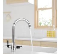 Heable Black Dual Lever Kitchen Mixer Tap Swivel Spout Chrome UK Standard in Silver Heable Silver