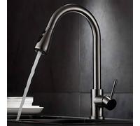 Heable Brushed Nickel Single Lever High Arc Kitchen Tap Pull-Down Sprayer UK in Silver Heable Silver