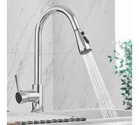 Heable Chrome Single Lever Kitchen Mixer Tap Pull-Down Sprayer High Arc UK in Silver Heable Silver