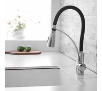 Heable Chrome Single-Lever Pull-Down Dual-Spray Kitchen Mixer Tap in Silver Heable Silver