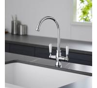 Heable Chrome Victorian Dual-Lever Ceramic Kitchen Mixer Tap in Silver Heable Silver