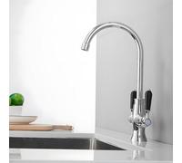 Heable Dual Lever Kitchen Sink Mixer Tap With Black And Chrome Finish Ceramic Valves And Uk Standard Fittings