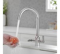 Heable Dual Lever Kitchen Sink Mixer Tap With Chrome Finish And Uk Standard Brass Fittings