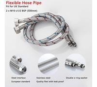 Heable Durable Kitchen Monobloc Mixer Tap Connectors M10 x1/2 Flexi Pipes in Silver | Size: 40 cm Heable Silver 40 cm