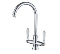 Heable Elegant Kitchen Sink Mixer Tap Dual Lever Monobloc Chrome Spout in Silver Heable Silver