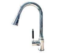 Heable Kitchen Sink Mixer Tap with Pull Down Sprayer, Single Handle High Arc Pull Out Taps, Solid Brass Faucet with UK Standard Fittings (Chrome)