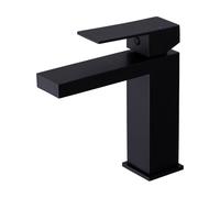 Heable Matte Black Basin Mixer Tap Square Bathroom Sink Taps Monobloc Single Handle Washroom Faucet Modern Mono Washbasin Tap with UK Standard Hoses