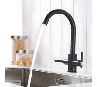 Heable Matte Black Dual-Lever Ceramic Disc Kitchen Mixer Tap Heable Black