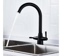 Heable Matte Black Dual-Lever Ceramic Disc Kitchen Mixer Tap Heable Black