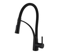 Heable Matte Black Pull Down Kitchen Sink Mixer Tap with Dual Function Sprayer, Single Lever Swivel Spout Kitchen Taps with Black Silicone Hose