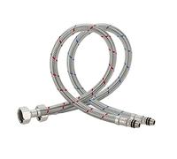 Heable Pack of 2 Kitchen/Basin Monobloc Mixer Tap Connectors Flexi Pipes Tails British Standard Pipe M10 x1/2 Fitting 600mm Long (Silver Pipes)