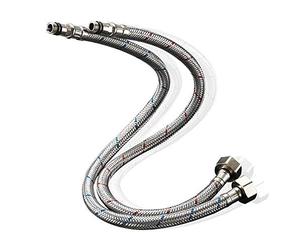 Heable Pack of 2 Kitchen/Basin Monobloc Mixer Tap Connectors Flexi Pipes Tails British Standard Pipe M10 x1/2 Fitting 500mm Long (Silver Pipes)