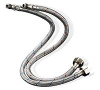 Heable Pack Of Two Silver 400mm Flexible Tap Tails With M10 By 1/2 Inch Bsp Fittings