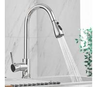 Heable Single Handle High Arc Pull Down Kitchen Sink Mixer Tap With Chrome Finish Solid Brass And Uk Standard Fittings